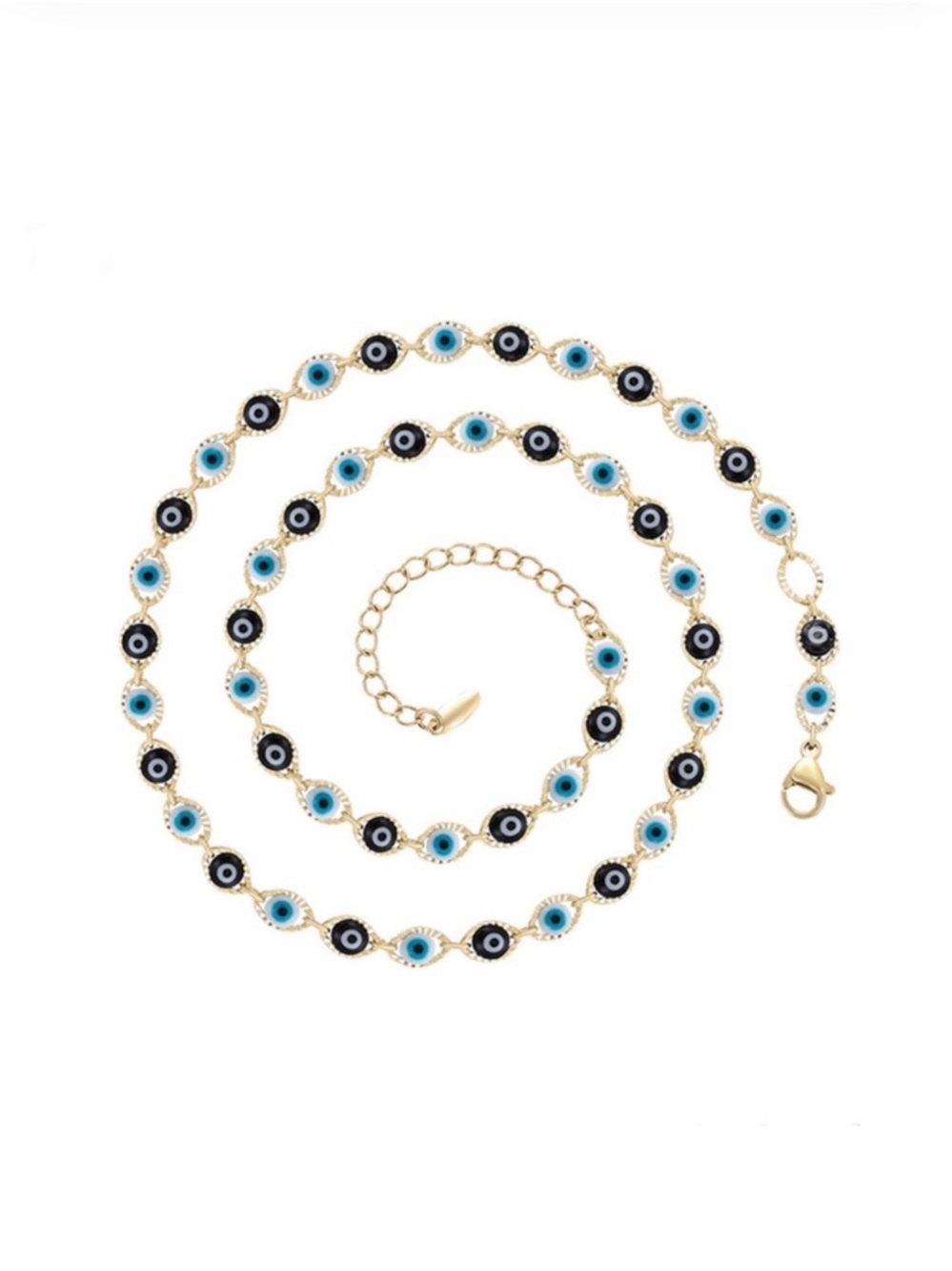 Blue Evil Eye Necklace 14k Gold Plated Chain